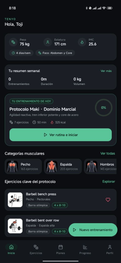 Dashboard de Inicio Tenyo