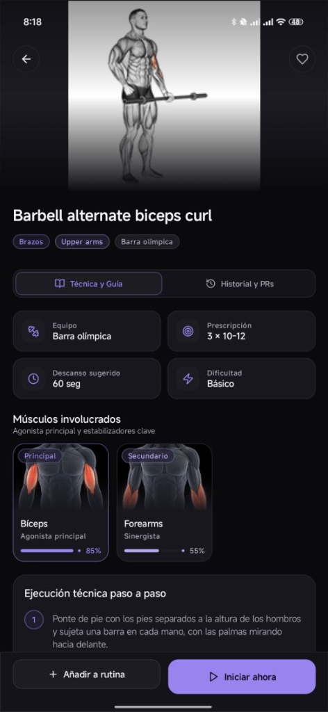 Detalle de Ejercicio Biomecánico